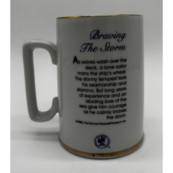 Norman Rockwell Seafarers Collection 1985 Tankard Braving The Storm w/ Box - Picture 5 of 5